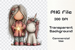 Whimsical Unicorn and Girl Clipart Product Image 3