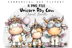 Whimsical Unicorn Day Cow Clipart Product Image 1