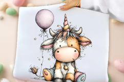 Whimsical Unicorn Day Cow Clipart Product Image 2