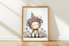 Whimsical Unicorn Day Highland Cow Clipart Product Image 3