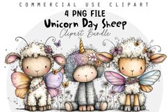 Whimsical Unicorn Day Sheep Clipart Product Image 1