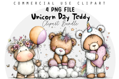 Whimsical Unicorn Day Teddy Clipart Product Image 1