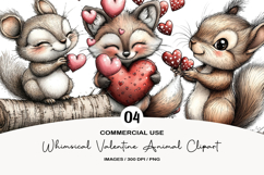 Whimsical Valentine Animal Clipart Product Image 1