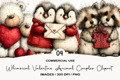 Whimsical Valentine Animal Couples Clipart Product Image 1