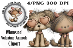 Whimsical Valentine Animals Clipart Product Image 1
