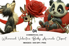 Whimsical Valentine Baby Animals Clipart Product Image 1