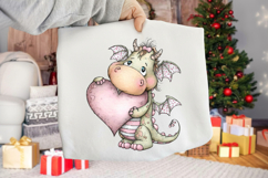 Whimsical Valentine Baby Dragon Clipart Product Image 2