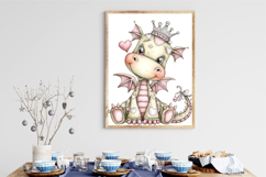 Whimsical Valentine Baby Dragon Clipart Product Image 3