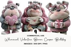 Whimsical Valentine Baron Cooper Bulldog Clipart Product Image 1