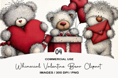 Whimsical Valentine Bear Clipart Product Image 1