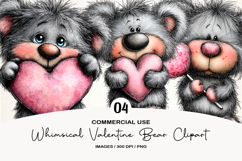 Whimsical Valentine Bear Clipart Product Image 1