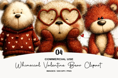Whimsical Valentine Bear Clipart PNG Product Image 1