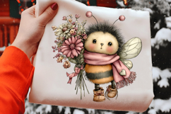 Whimsical Valentine Bee Clipart Product Image 2