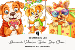 Whimsical Valentine Bella Dog Clipart PNG Product Image 1