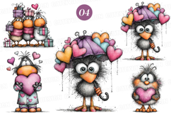 Whimsical Valentine Bird Clipart - Valentine Birds PNG Product Image 1