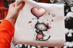 Whimsical Valentine Black Cat Clipart Product Image 2
