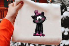 Whimsical Valentine Black Cat Clipart Product Image 2