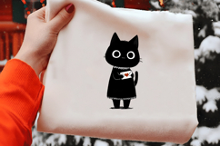 Whimsical Valentine Black Cat Clipart Product Image 2