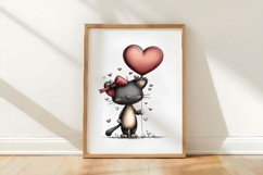 Whimsical Valentine Black Cat Clipart Product Image 3