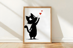Whimsical Valentine Black Cat Clipart Product Image 3