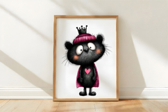 Whimsical Valentine Black Cat Clipart Product Image 3