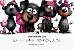 Whimsical Valentine Black Dog &amp; Cat PNG Product Image 1