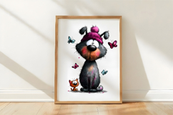Whimsical Valentine Black Dog &amp; Cat PNG Product Image 3
