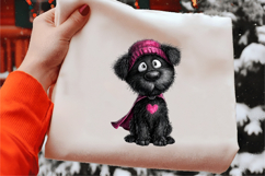 Whimsical Valentine Black Dog Clipart Product Image 2