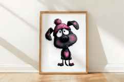 Whimsical Valentine Black Dog Clipart Product Image 3