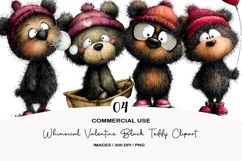 Whimsical Valentine Black Teddy Clipart Product Image 1