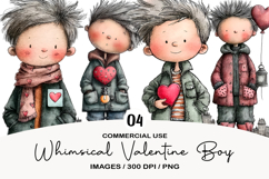Whimsical Valentine Boy Clipart Product Image 1