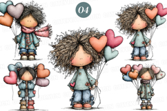 Whimsical Valentine Boy Clipart - Valentine&#039;s Boy PNG Product Image 1