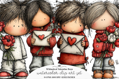 Whimsical Valentine Boy Clipart Product Image 1