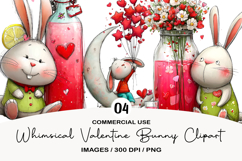 Whimsical Valentine Bunny Clipart Product Image 1