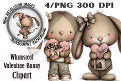 Whimsical Valentine Bunny Clipart Product Image 1