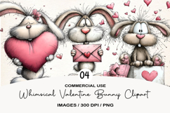 Whimsical Valentine Bunny Clipart Product Image 1