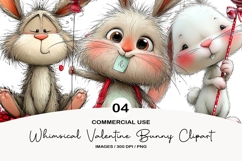 whimsical valentine bunny clipart Product Image 1
