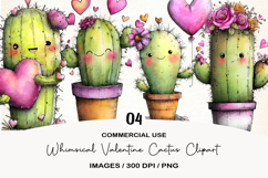 Whimsical Valentine Cactus Clipart Product Image 1