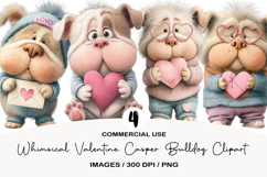 Whimsical Valentine Casper Bulldog Clipart Product Image 1
