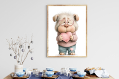 Whimsical Valentine Casper Bulldog Clipart Product Image 3