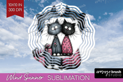 Whimsical Cat Wind Spinner Sublimation PNG - Valentines Day Product Image 1