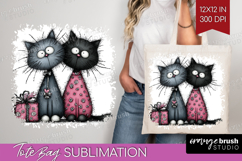 Whimsical Cat Tote Bag - Valentines Day Tote Bag PNG Product Image 1