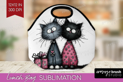 Whimsical Cat Lunch Bag - Valentines Day Lunch Bug PNG Product Image 1