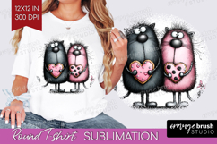 Whimsical Cat Round Tshirt Background - Valentines Day PNG Product Image 1