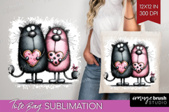 Whimsical Cat Tote Bag - Valentines Day Tote Bag PNG Product Image 1
