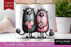 Whimsical Cat Tumbler Wrap - Valentines Day Tumbler PNG Product Image 1