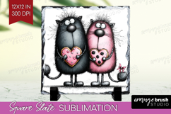 Whimsical Cat Slate PNG - Valentines Day Square Slate Product Image 1