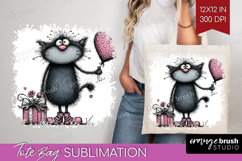 Whimsical Cat Tote Bag - Valentines Day Tote Bag PNG Product Image 1