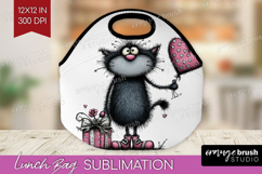 Whimsical Cat Lunch Bag - Valentines Day Lunch Bug PNG Product Image 1