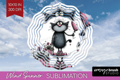 Whimsical Cat Wind Spinner Sublimation PNG - Valentines Day Product Image 1